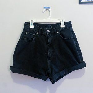ASOS Hourglass denim high rise slouchy denim shorts in washed black